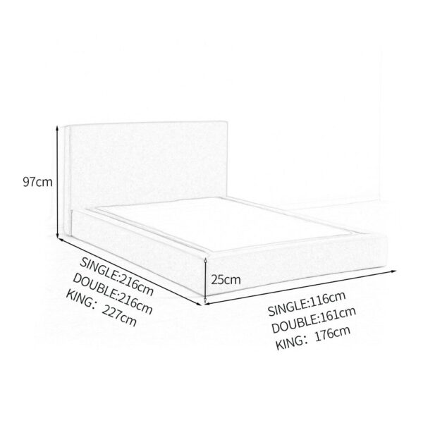 nolym Soft Bouclé Upholstered Bed Frame with Headboard – King, Double & Single Sizes - Image 25