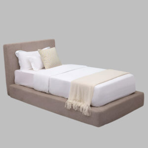 nolym Soft Bouclé Upholstered Bed Frame with Headboard – King, Double & Single Sizes