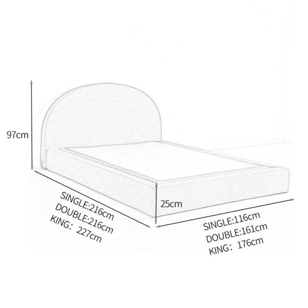 nolym Marshmuff Linen Bed Frame with Curved Headboard – King & Double Sizes - Image 15