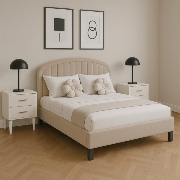 nolym Plush Upholstered Bed Frame with Headboard – Single & Double Sizes - Image 30