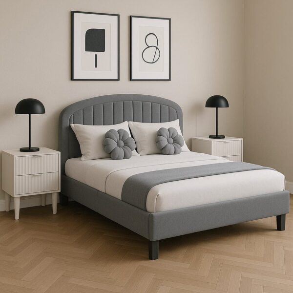nolym Plush Upholstered Bed Frame with Headboard – Single & Double Sizes - Image 16