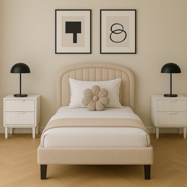 nolym Plush Upholstered Bed Frame with Headboard – Single & Double Sizes - Image 29