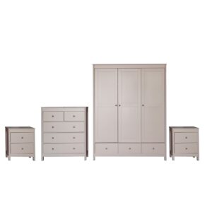 nolym 4-Piece Bedroom Set – Wardrobe, Chest & Bedside Tables
