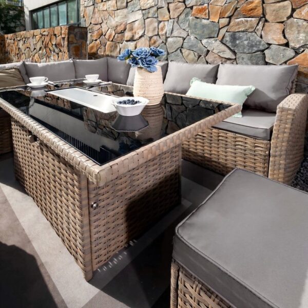nolym 9-Seater Rattan Corner Sofa Set with Fire Pit & Dining Table - Image 10