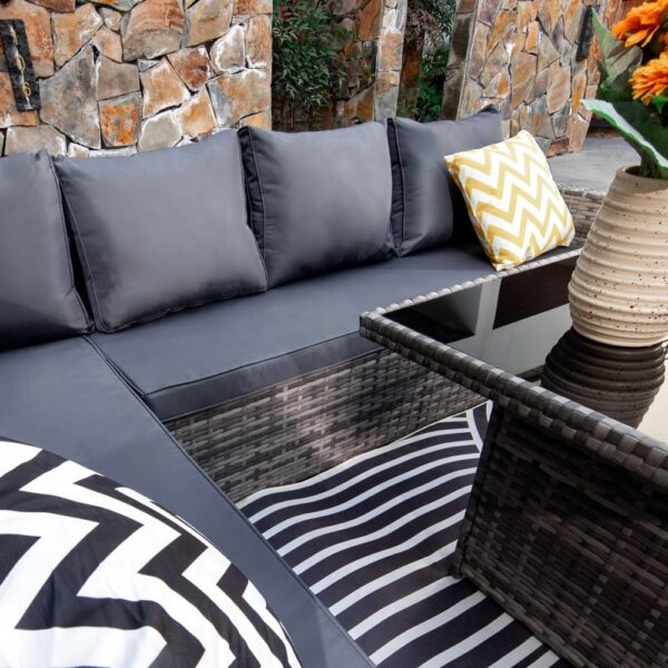 nolym 9-Seater Rattan Corner Sofa Set with Fire Pit & Dining Table - Image 4