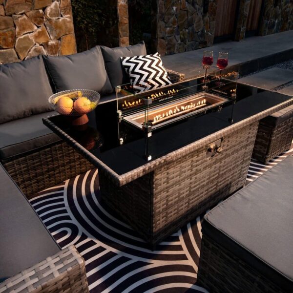 nolym 9-Seater Rattan Corner Sofa Set with Fire Pit & Dining Table - Image 13